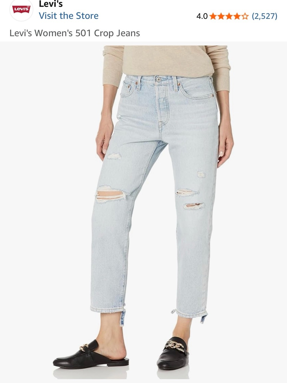 Levi's Light Wash Distressed Crop Jeans